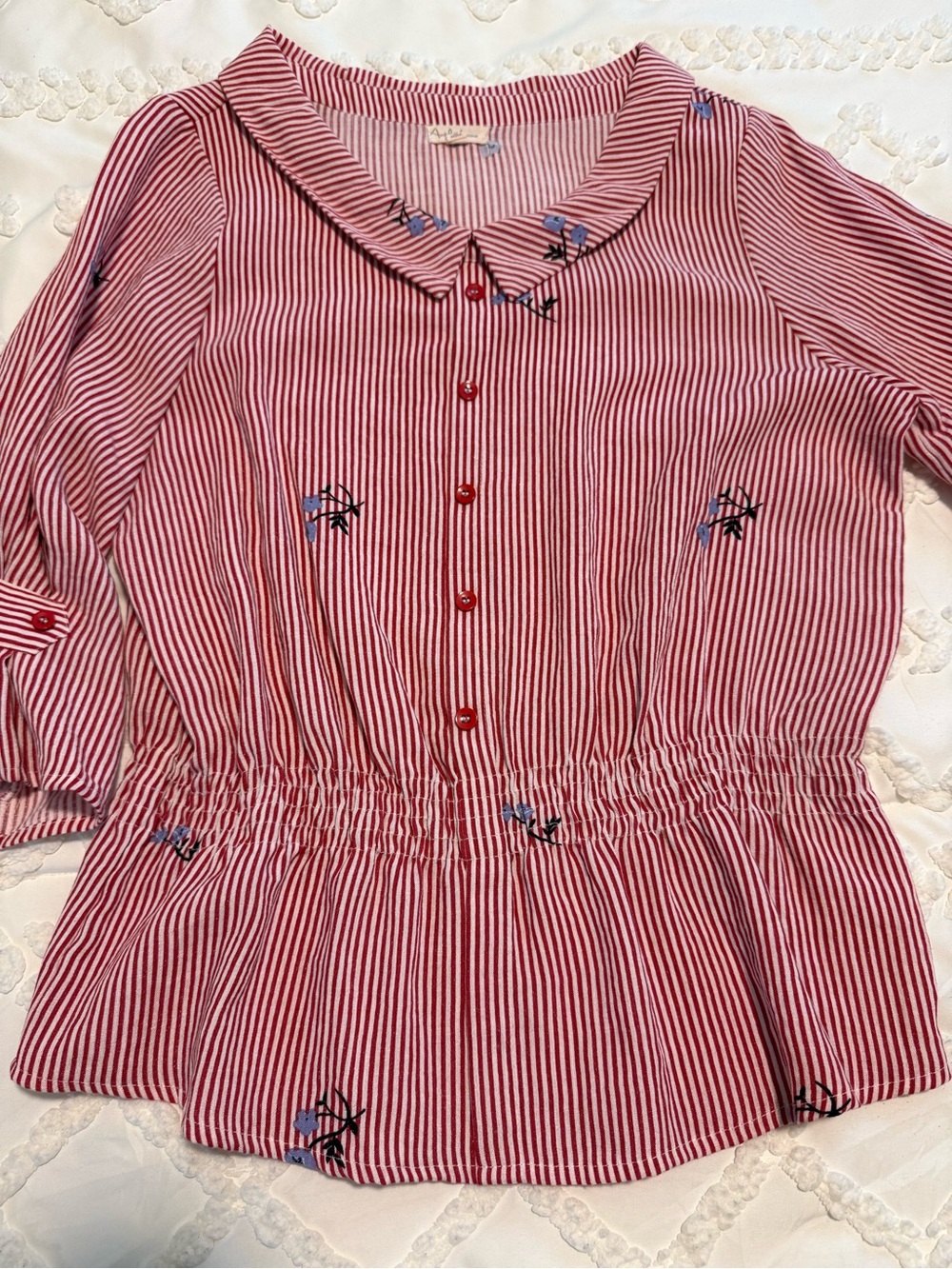 Vintage Retro style 3/4 sleeve peplum blouse, Antilia Femme Size M